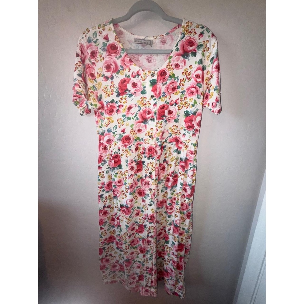 Erika Studio Dress Womens MP Ivory Floral Short Sleeve VNeck‎ Romantic Garden